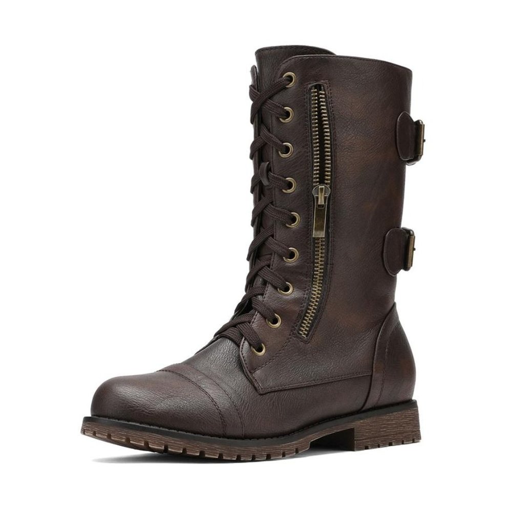Brown combat boots, 8.5